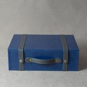 Elegant Blue Leather Vintage Trunk Set