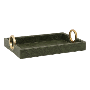Green Ring Handle – Leather Tray