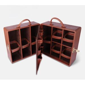Leather Portable Mini Bar Case – Large Capacity Bottle & Glass Organizer