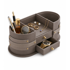 Premium Leather Desk Organizer with Drawer