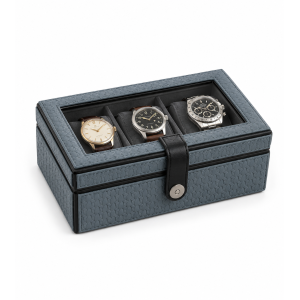 Weave Premium Faux Leather Watch Box – 3 Slot Organizer