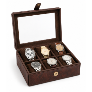 Premium Leather Watch Box – 6 Slot Organize