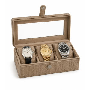 Premium Leather Watch Box – 3 Slot Organizer