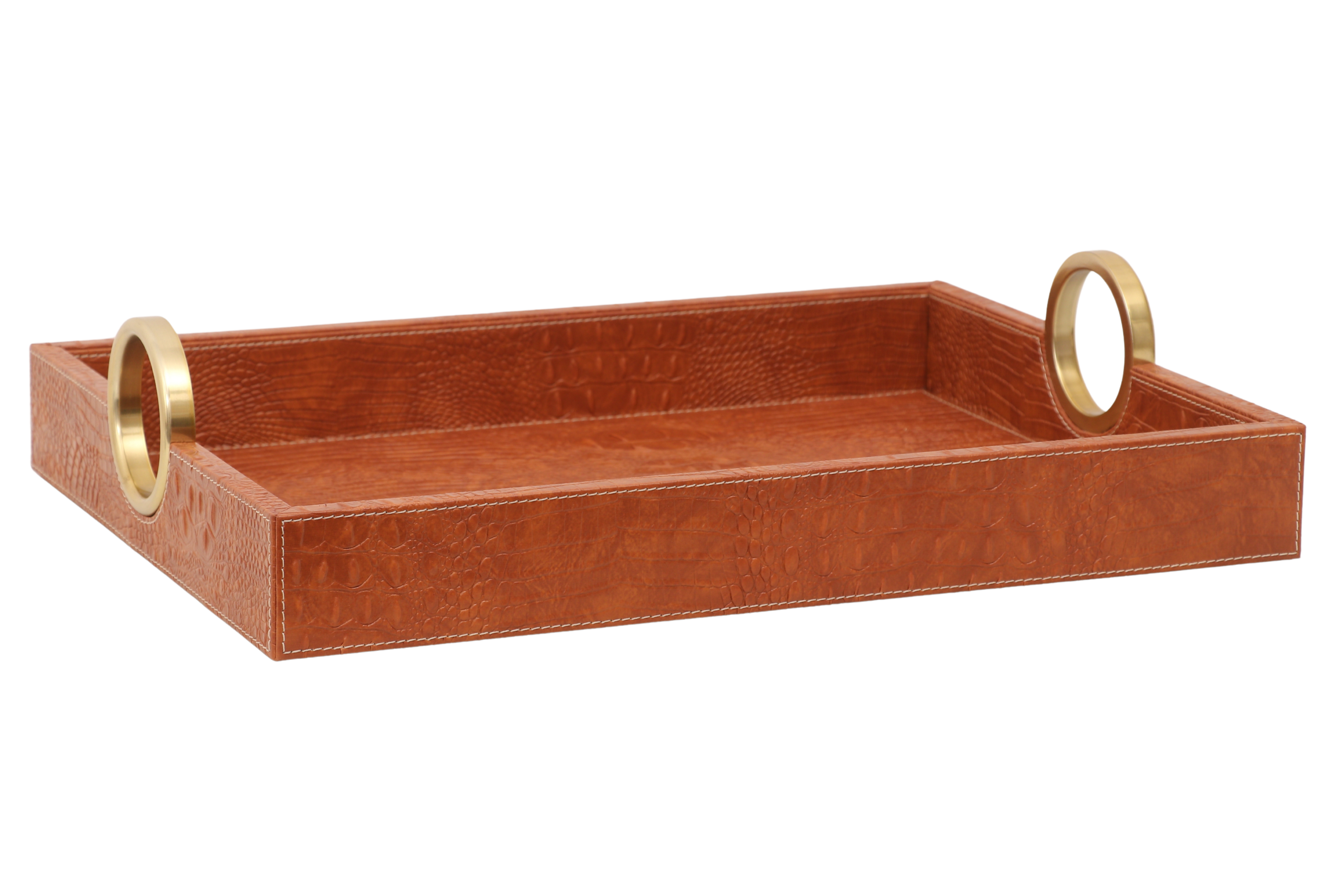 Gold Ring Handle – Leather Tray