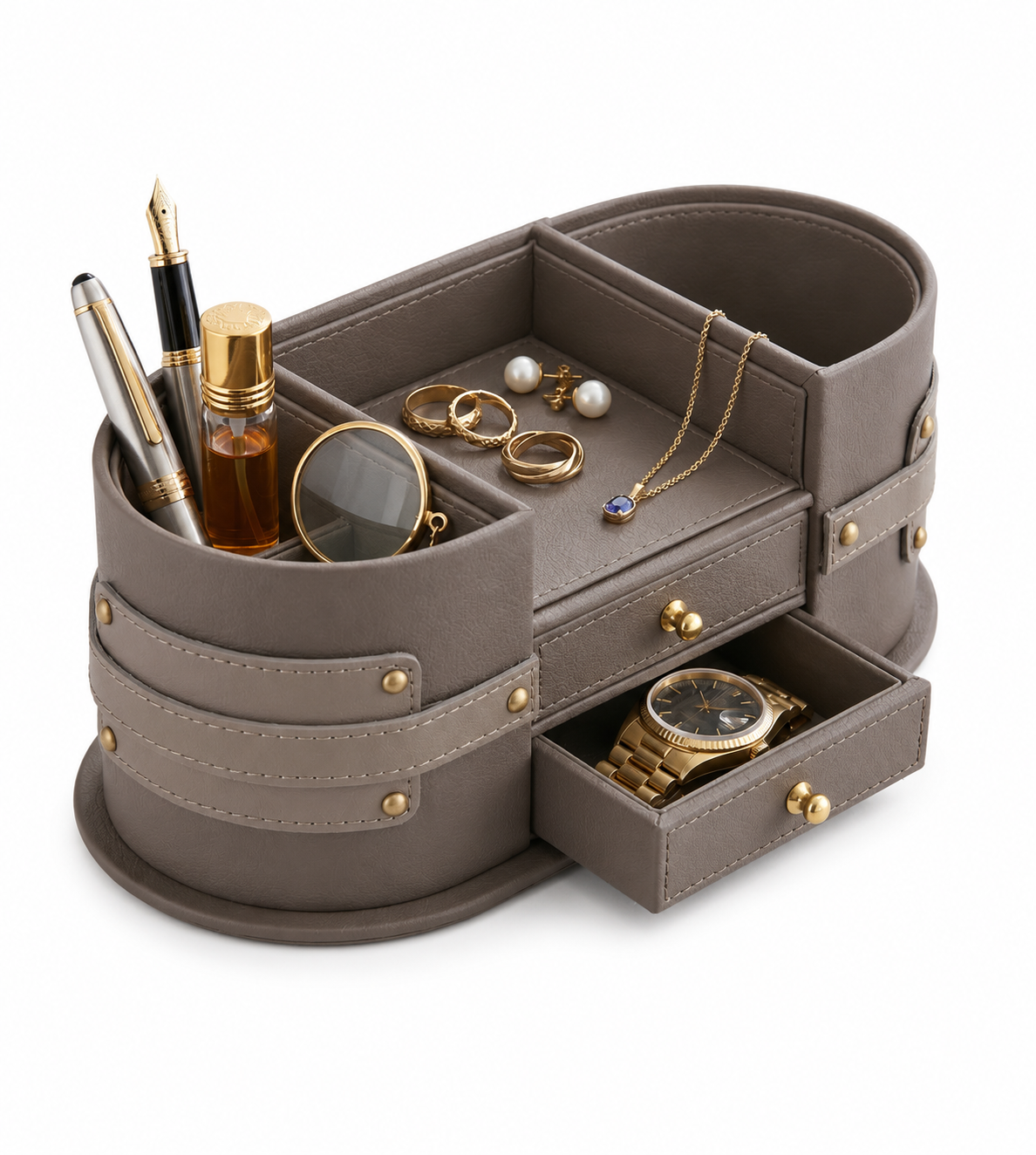 Premium Leather Desk Organizer with Drawer