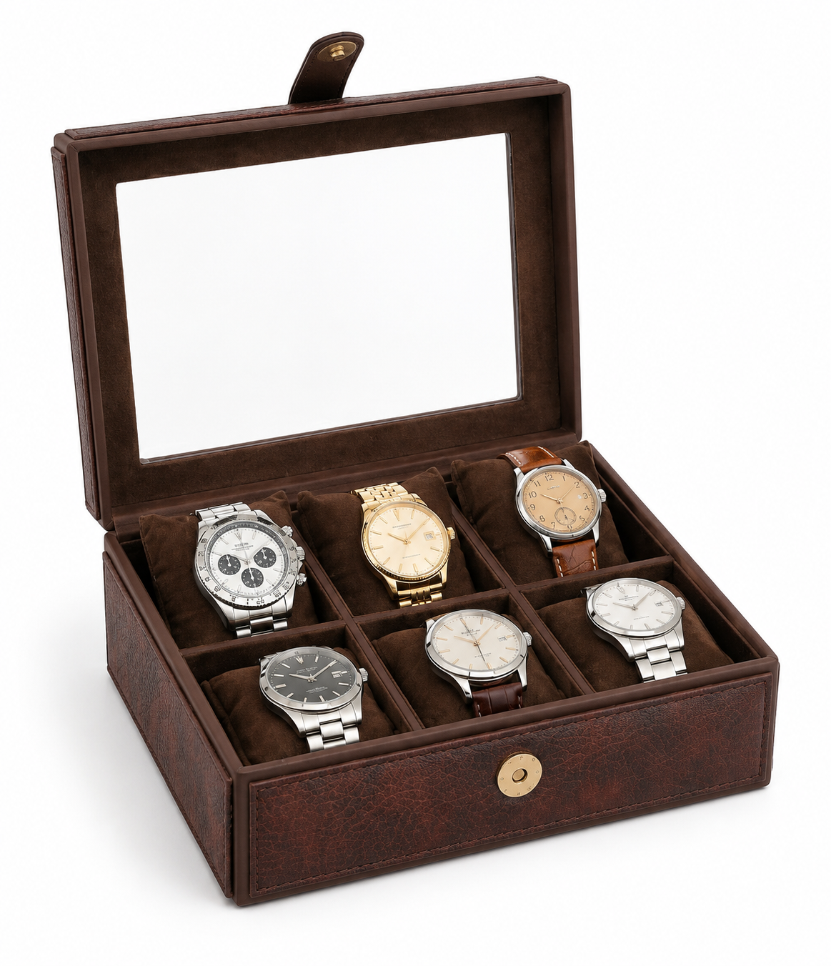 Premium Leather Watch Box – 6 Slot Organize