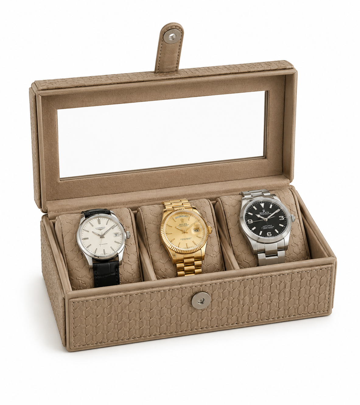 Premium Leather Watch Box – 3 Slot Organizer