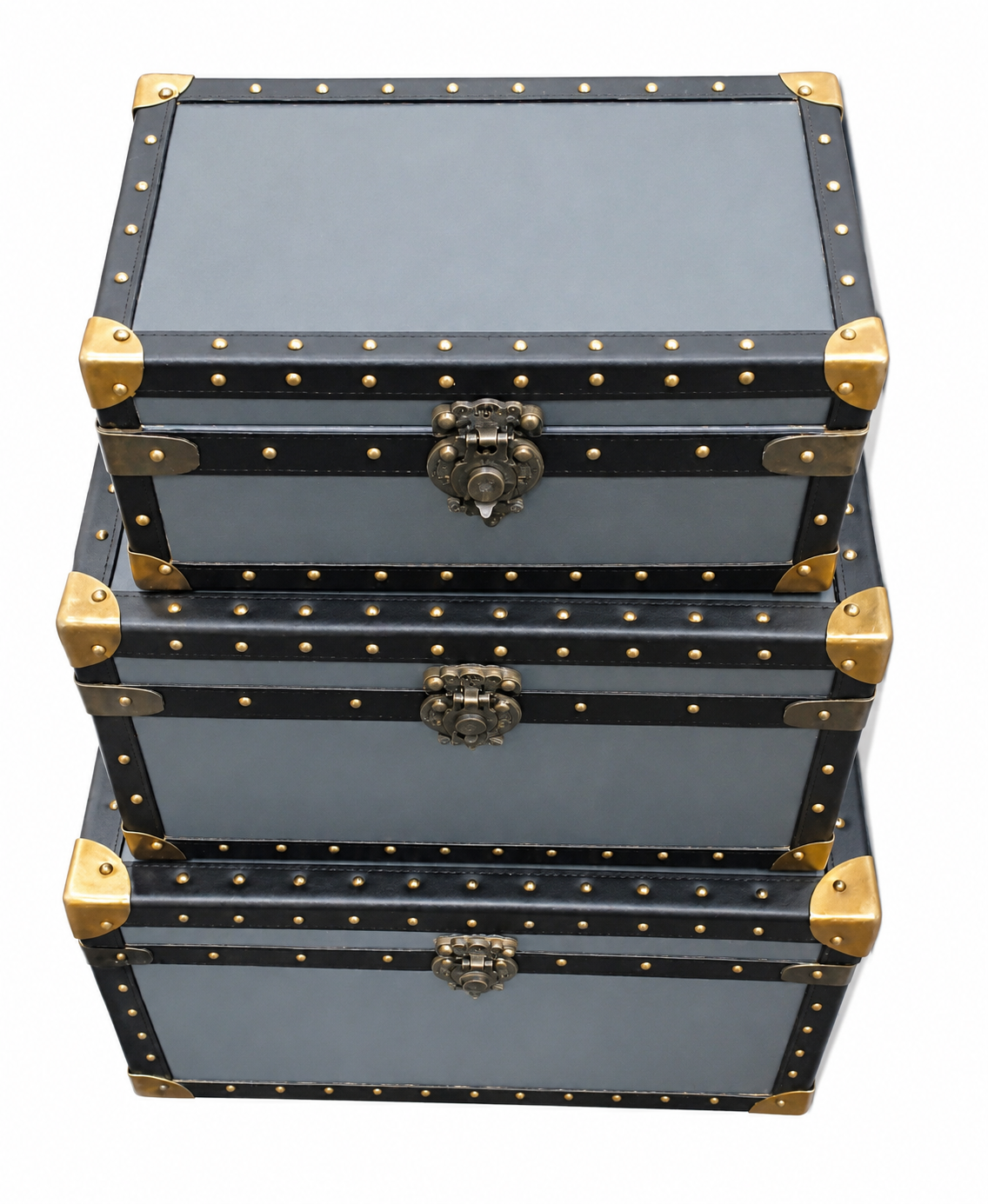 Modern Trunk set of 3 Grey Black 