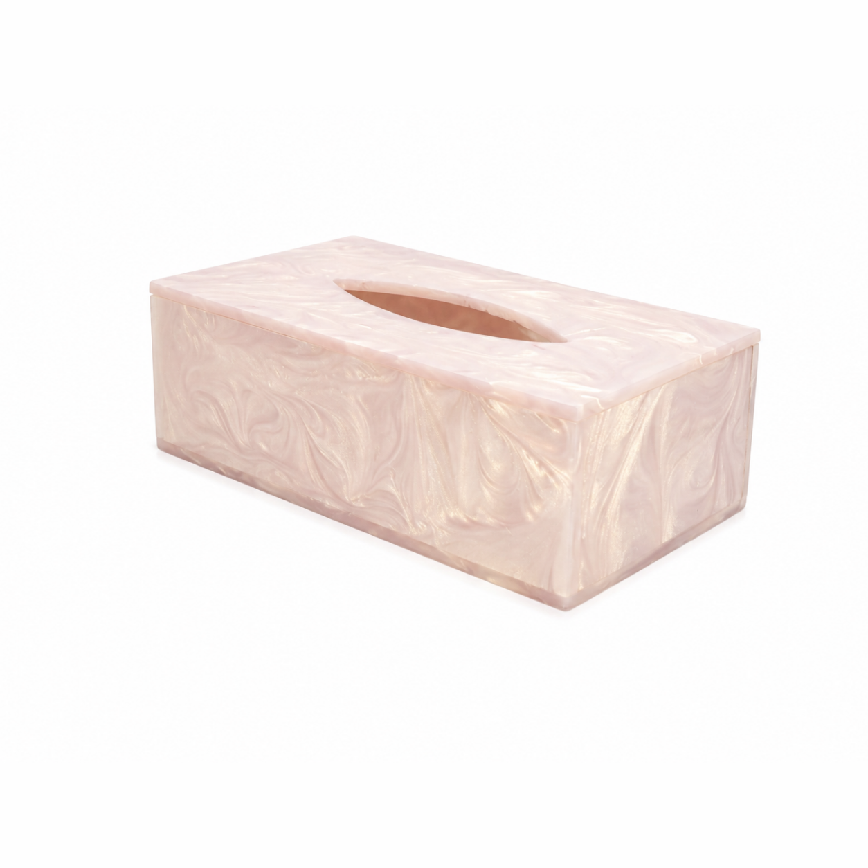 Luxury Pearl Pink Resin Tissue Box Holder